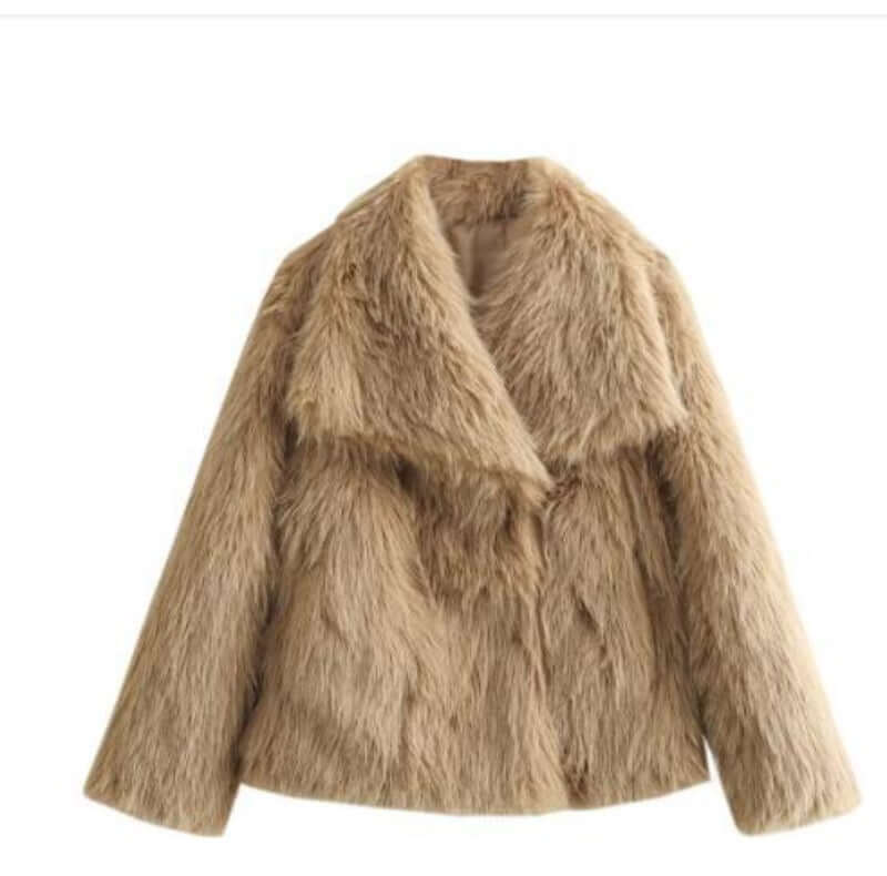 Winter Plush Coat for Women – Warm Thicken Fluffy Lapel Jacket | VexoFinds