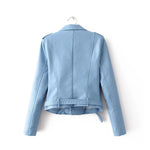 Blue Jacket Stylish Loose Fit Faux Leather Jacket for Women
