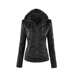Black Faux Leather Jacket Women’s Long Sleeve Zipper Coat