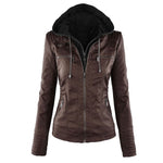 Brown Faux Leather Jacket  Stylish Artificial Leather Long Sleeve Women’s Jacket