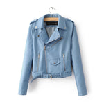 Blue Jacket Stylish Loose Fit Faux Leather Jacket for Women
