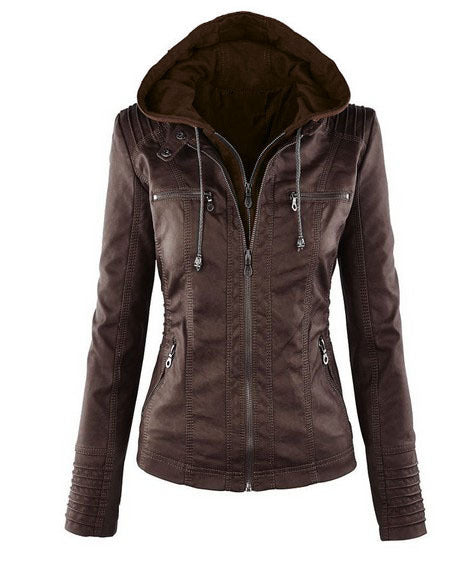 Women’s Long Sleeve Faux Leather Jacket – Classic Zipper Coat for Casual & Office Wear | VexoFinds