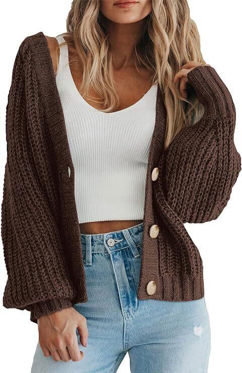Women’s Thick Knitted Cardigan Sweater – Warm Button-Down Long Sleeve | VexoFinds