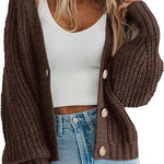Women’s Thick Knitted Cardigan Sweater – Warm Button-Down Long Sleeve | VexoFinds