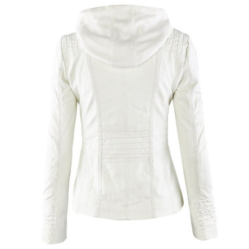 White Faux Leather Jacket Elegant Long Sleeve Faux Leather Jacket
