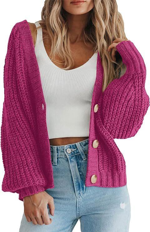 Women’s Thick Knitted Cardigan Sweater – Warm Button-Down Long Sleeve | VexoFinds