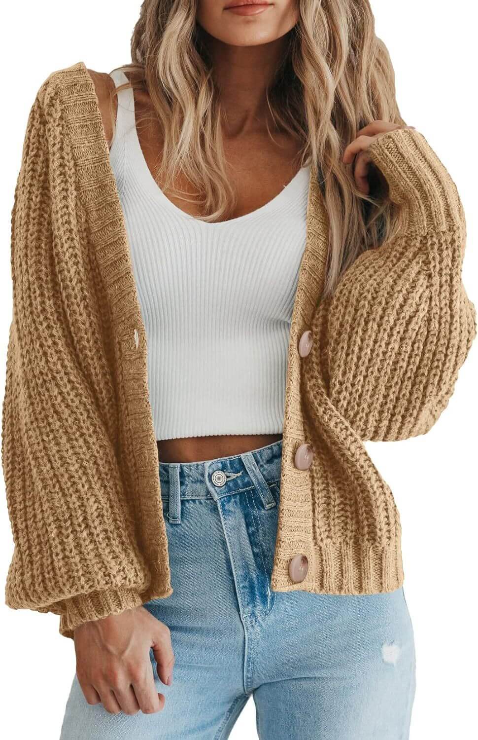 Women’s Thick Knitted Cardigan Sweater – Warm Button-Down Long Sleeve | VexoFinds