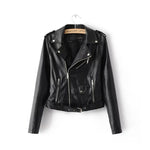 Autumn Winter Women’s Faux Leather Jacket – Korean style faux leather jacket in black with zipper front and loose fit.