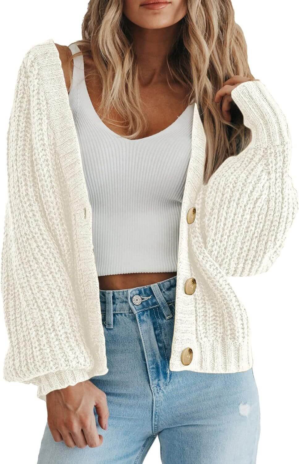 Women’s Thick Knitted Cardigan Sweater – Warm Button-Down Long Sleeve | VexoFinds