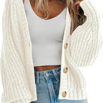 Women’s Thick Knitted Cardigan Sweater – Warm Button-Down Long Sleeve | VexoFinds