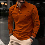 Casual Long Sleeve Polo Shirt for Men – Asymmetric Loose Fit Sports Polo in Multiple Colors | VexoFinds