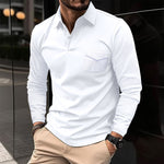 White asymmetric polo shirt for men