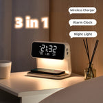 Creative 3 In 1 Bedside Lamp Wireless Charging LCD Screen Alarm Clock  Wireless Phone Charger | VexoFinds