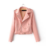 Pink Jacket  Korean Version Women’s Leather Zipper Coat S–XL
