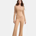 Solid Color Pajamas Set – Comfortable Homewear Top & Pants Suit | VexoFinds