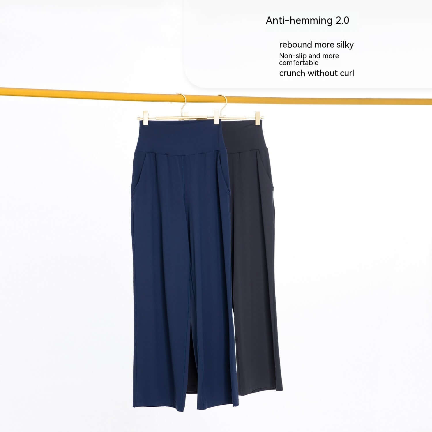VexoFinds women's moisture-wicking wide-leg pants in navy and black, showcasing a stylish mid-rise and comfortable fit.