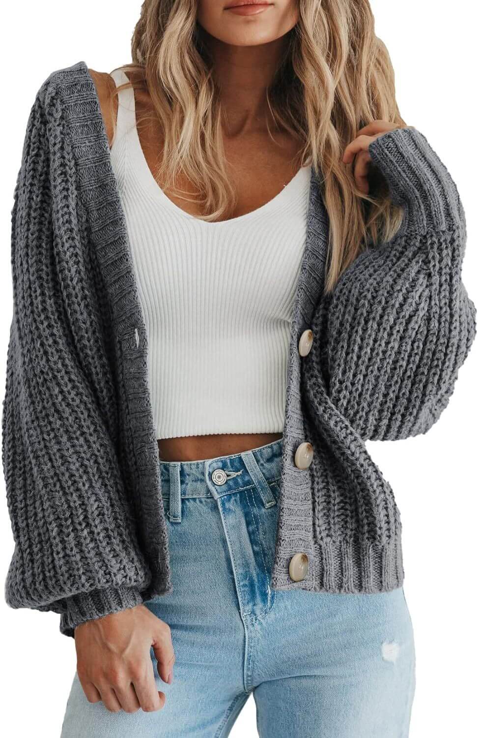 Women’s Thick Knitted Cardigan Sweater – Warm Button-Down Long Sleeve | VexoFinds