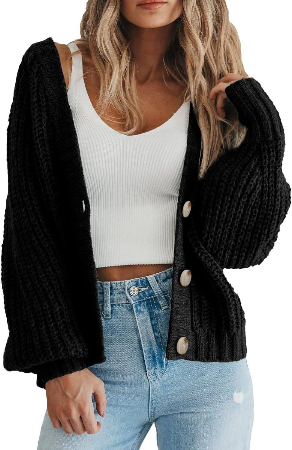 Women’s Thick Knitted Cardigan Sweater – Warm Button-Down Long Sleeve | VexoFinds