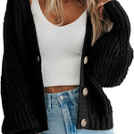 Women’s Thick Knitted Cardigan Sweater – Warm Button-Down Long Sleeve | VexoFinds