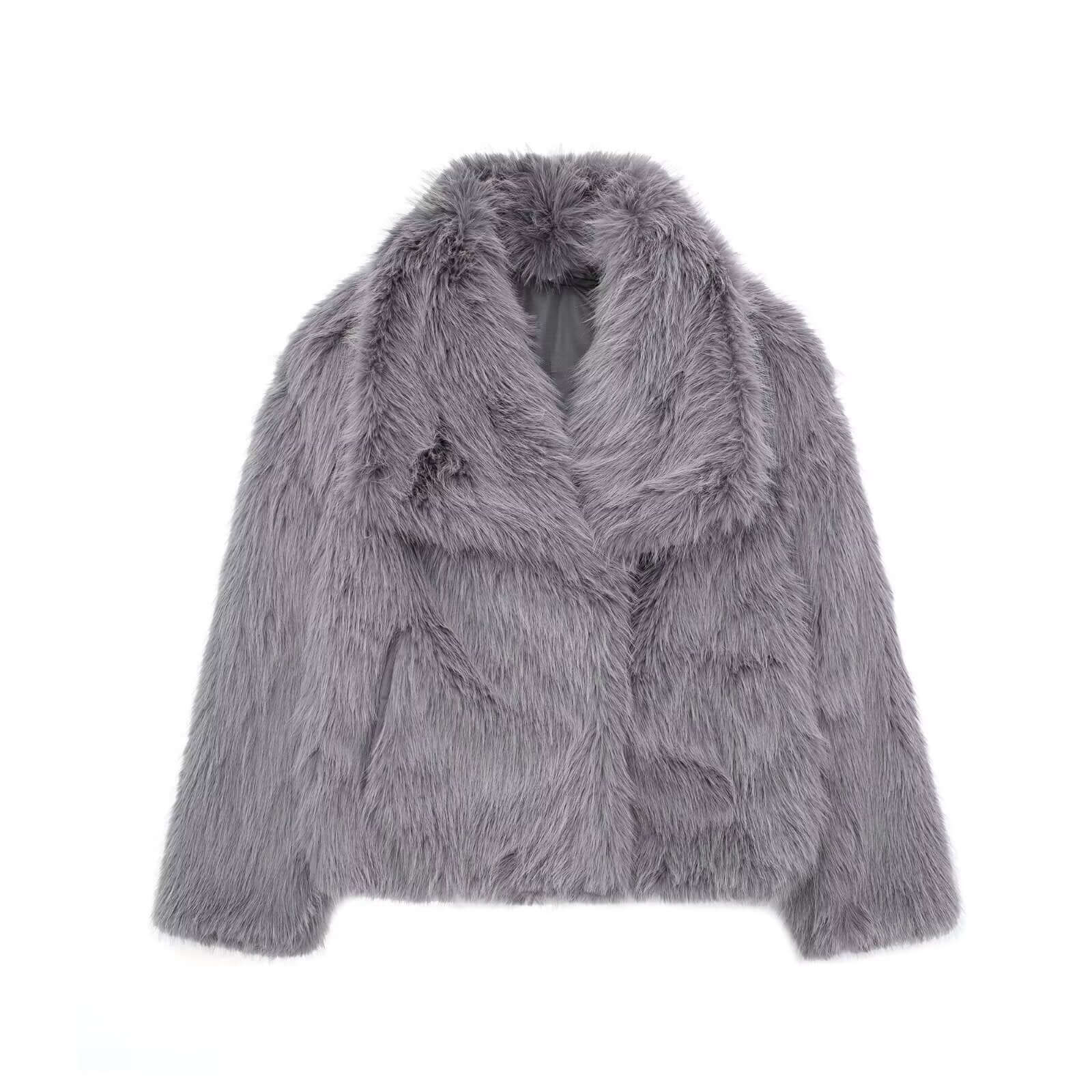 Winter Plush Coat for Women – Warm Thicken Fluffy Lapel Jacket | VexoFinds