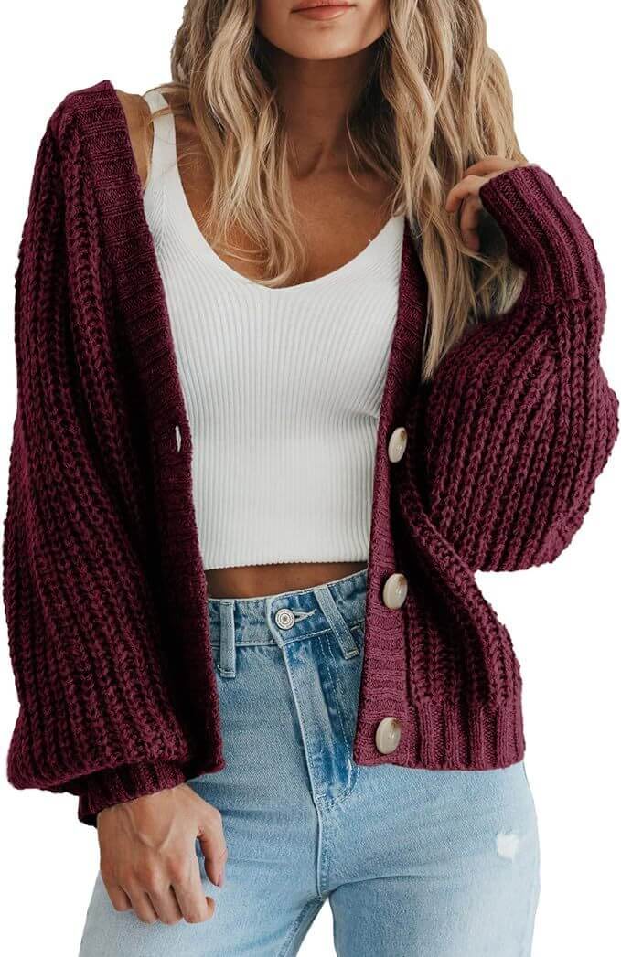 Women’s Thick Knitted Cardigan Sweater – Warm Button-Down Long Sleeve | VexoFinds