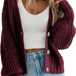 Women’s Thick Knitted Cardigan Sweater – Warm Button-Down Long Sleeve | VexoFinds