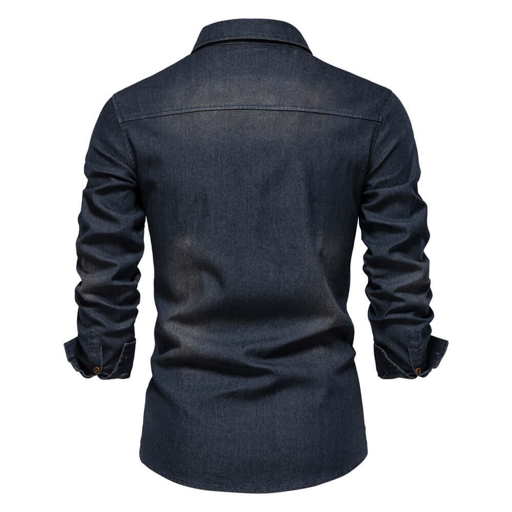 Dark denim shirt on a white background