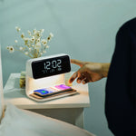 Creative 3 In 1 Bedside Lamp Wireless Charging LCD Screen Alarm Clock  Wireless Phone Charger | VexoFinds