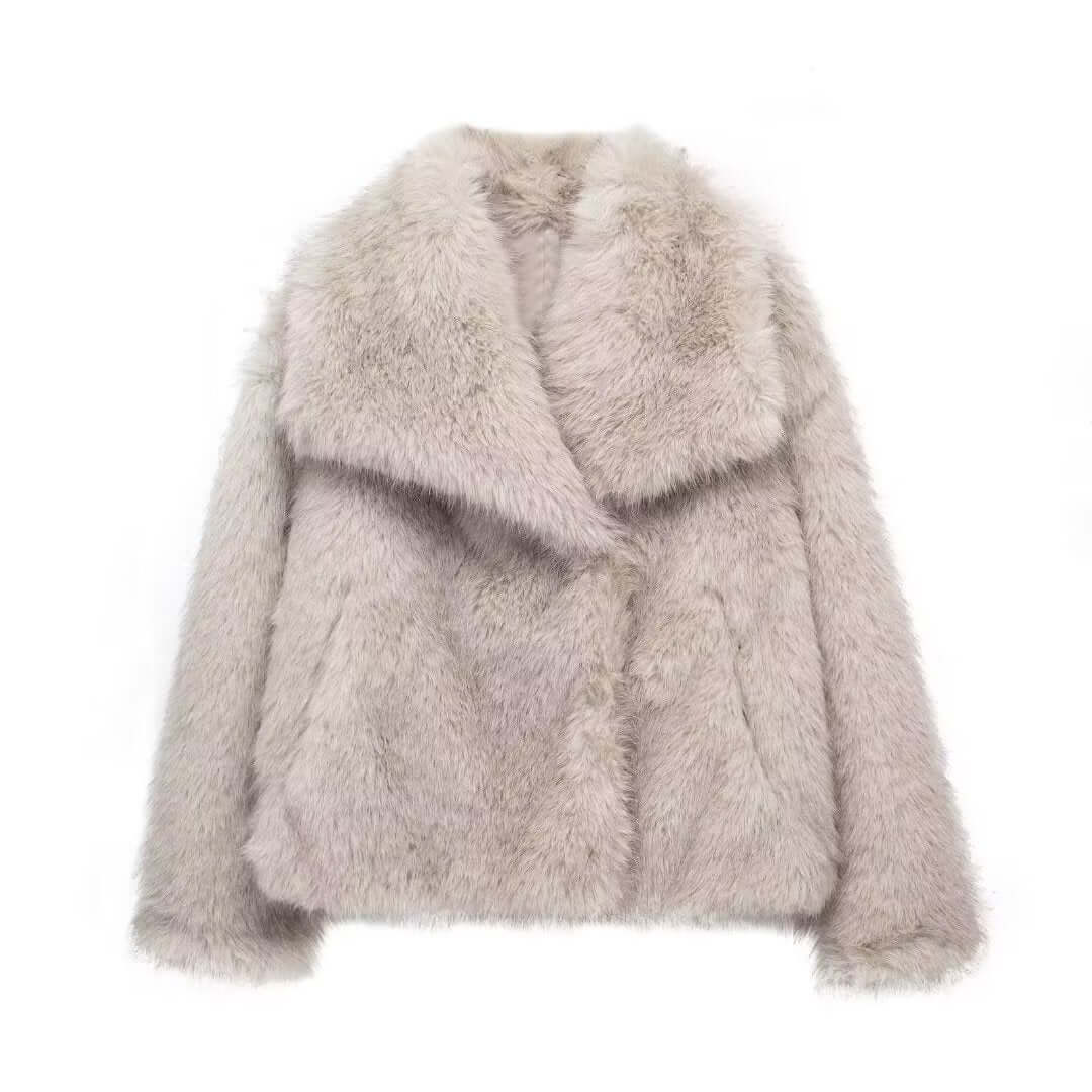 Winter Plush Coat for Women – Warm Thicken Fluffy Lapel Jacket | VexoFinds
