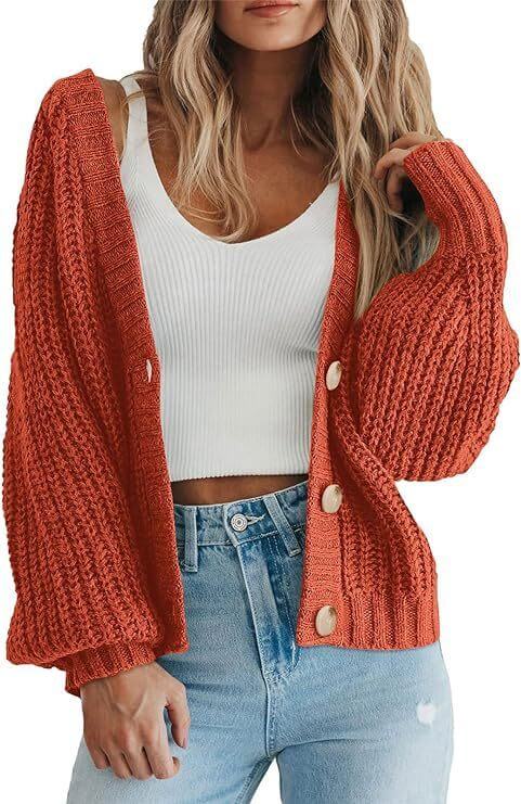 Women’s Thick Knitted Cardigan Sweater – Warm Button-Down Long Sleeve | VexoFinds