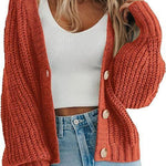 Women’s Thick Knitted Cardigan Sweater – Warm Button-Down Long Sleeve | VexoFinds